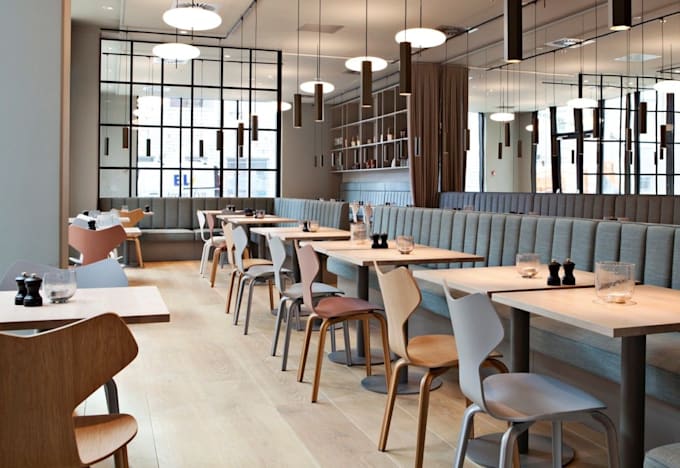 interior design restaurant house model cafe bar kitchen realistic 3d rendering