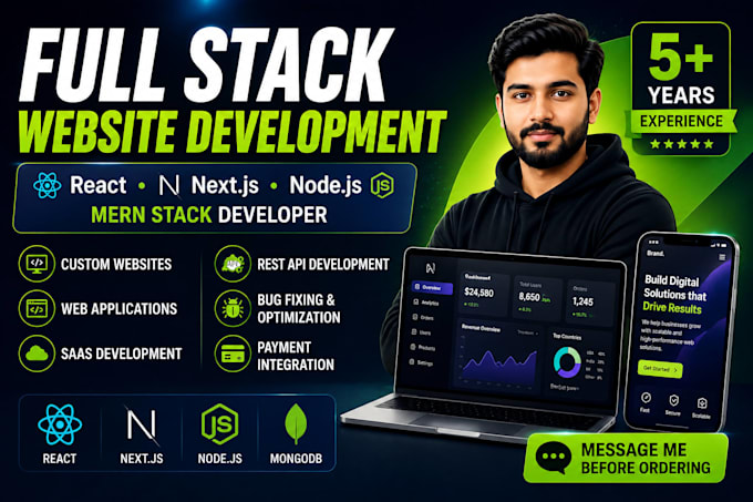 do custom website development as expert full stack react next js mern developer