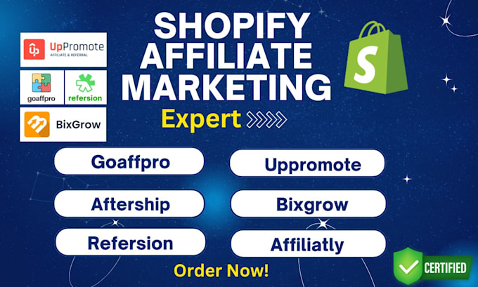 setup shopify affiliate goaffpro uppromote bixgrow referral candy refersion