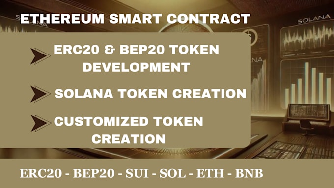 create and deploy erc20, bep20, sui token with a smart contract for eth, sol