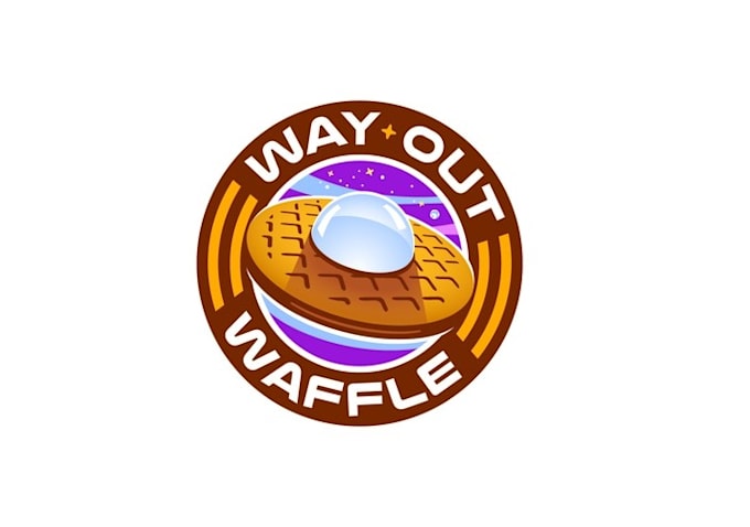 design alien hippie waffle café logo