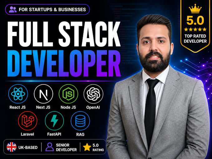 full stack mern developer, startup websites, web apps, ai integration