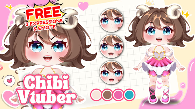 create anime chibi character model and rigging for live2d vtuber or stream
