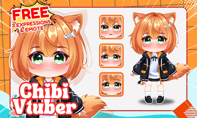 anime chibi vtuber, chibi pngtuber model and live2d rigging for streamers