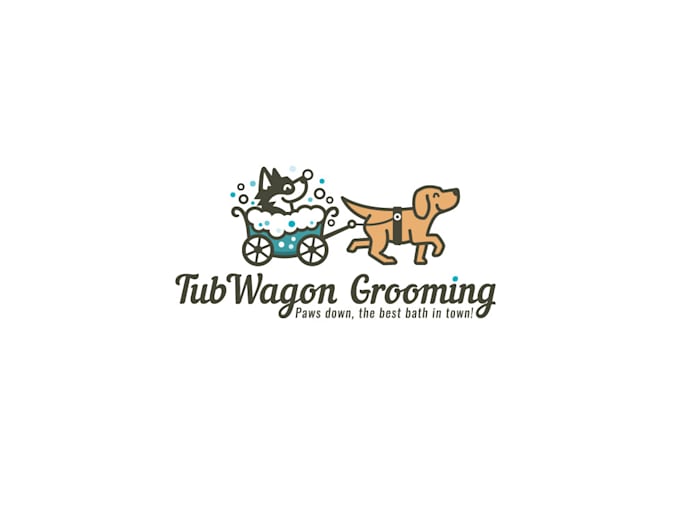 design tub wagon dog grooming logo