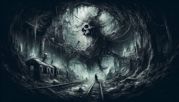 create a dark, horror, underground art illustration