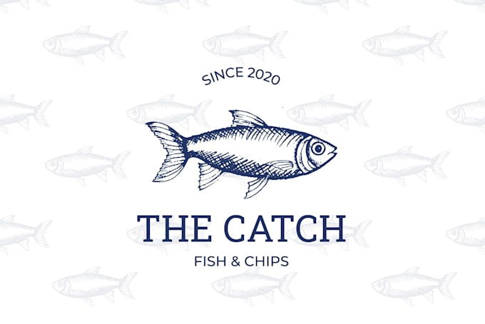 create a hand drawn custom fish and chip business logo design