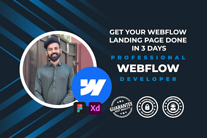 create a custom webflow animated landing page as an expert