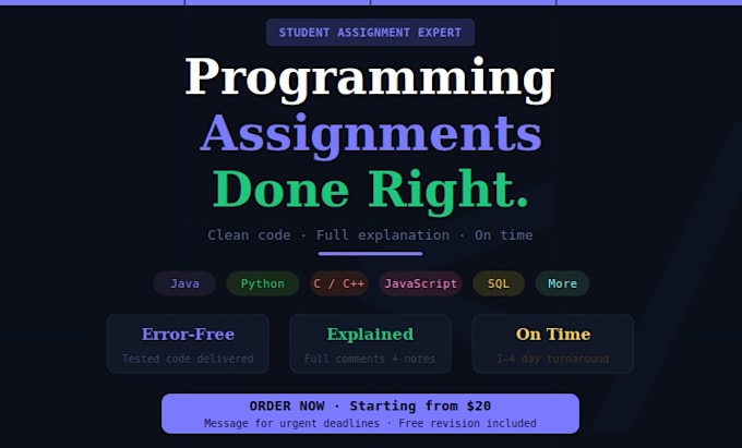 complete your java, python and c programming assignments with explanations
