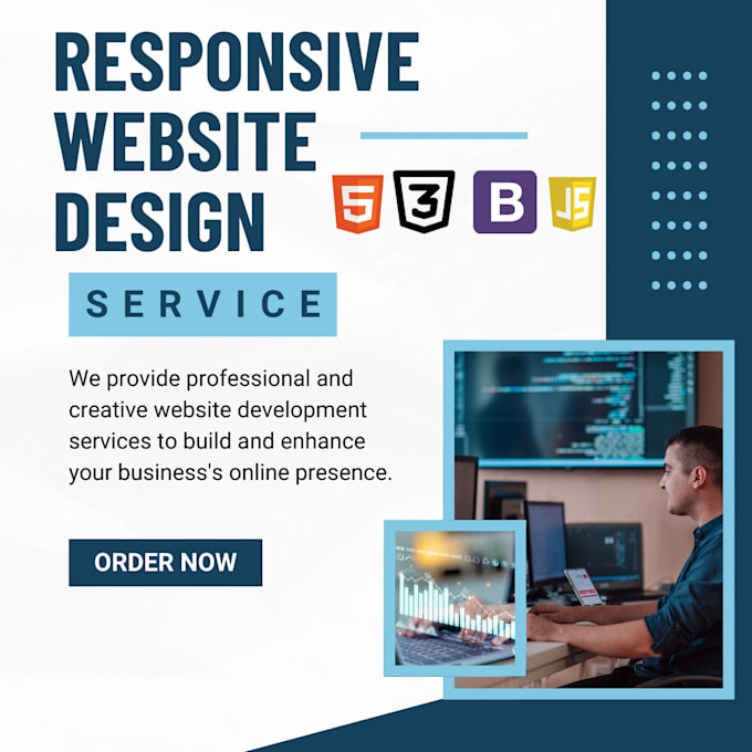 create a responsive website with HTML, CSS, js and bootstrap