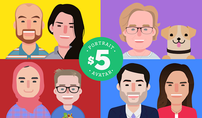 create simple geometric flat avatar vector portrait style