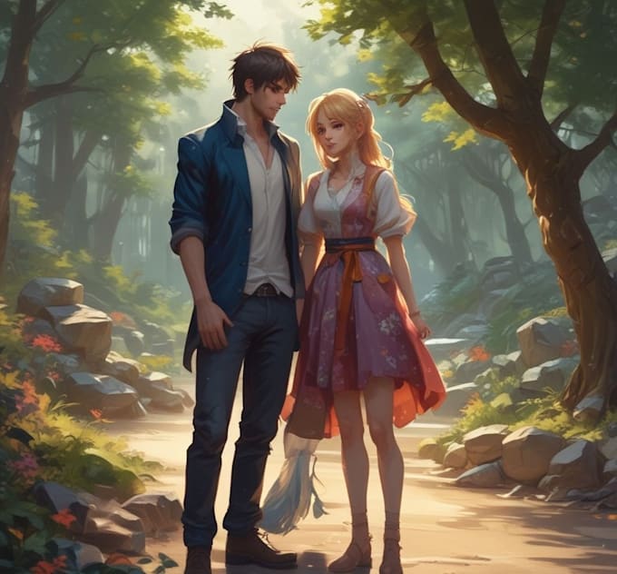 draw your couple character with anime style