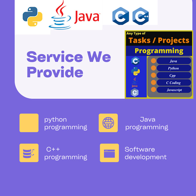 do python, java, c pp, c, and javascript programming , custom softwares