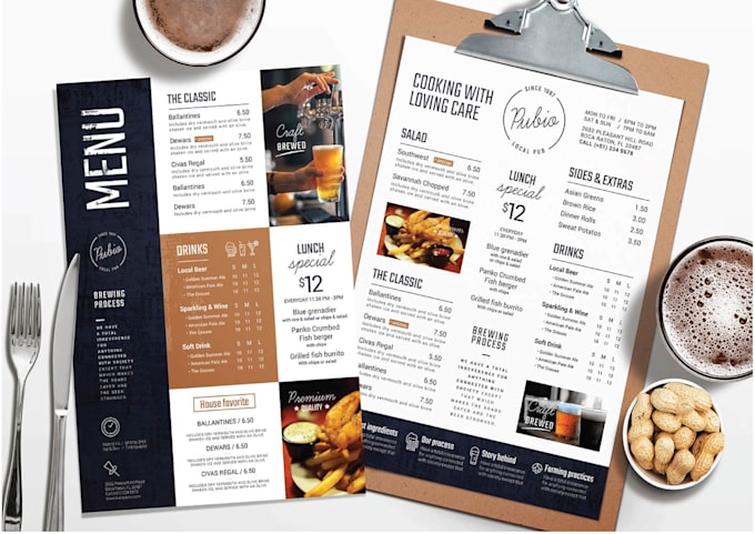 design a creative food or catering menu flyer