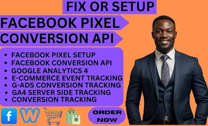 set up or fix facebook pixel error ga4 and conversion API for ecommerce tracking
