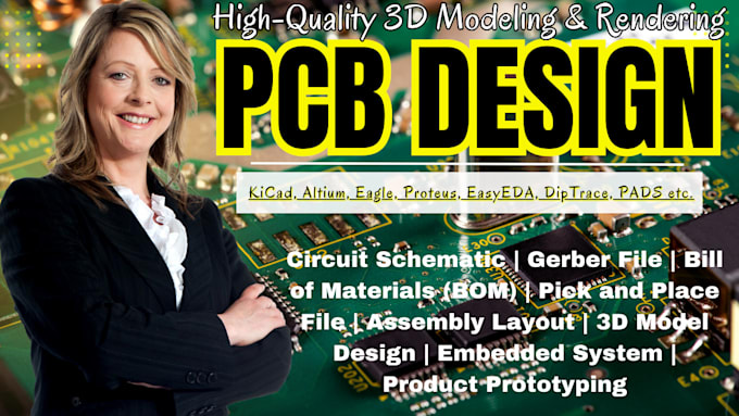 Custom pcb schematic design layouts 3d models kicad altium eagle