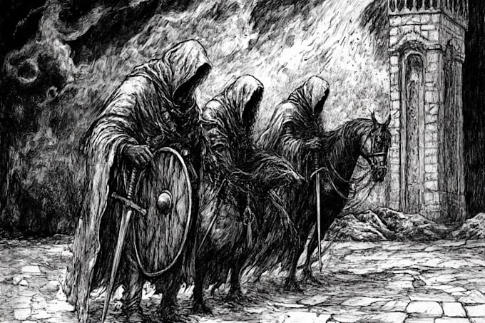 Draw fantasy art, dark art, black and white illustrations by Madeiwson ...