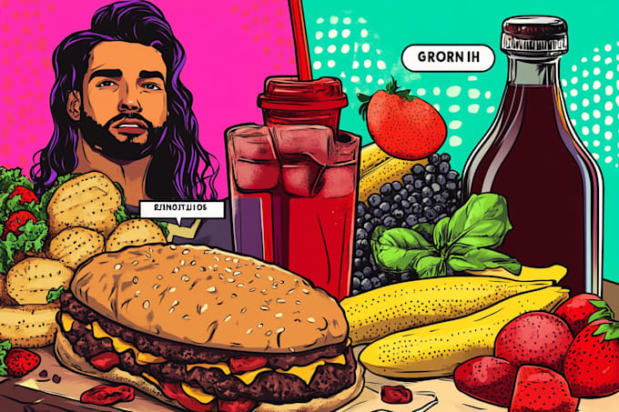make a food pop art illustration