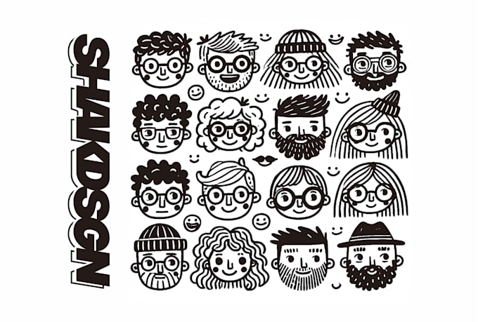 draw a custom black and white cartoon profile picture