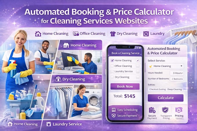 design cleaning laundry services automated calculator booking website