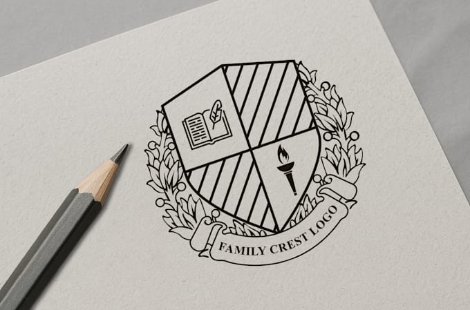 design family crest, coat of arms, heraldic, school badge and vintage logo