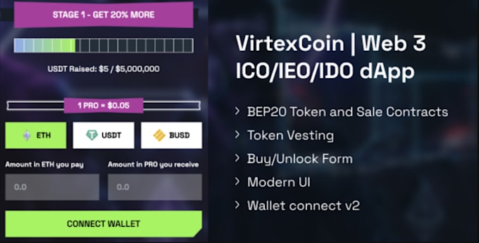 build and design token presale website ico staking dapp, pumpfun, token lock web