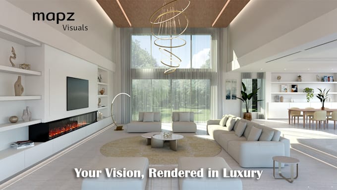 create high end interior render for interior design