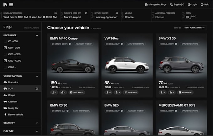 design webflow vehicle sales website, used car listings website