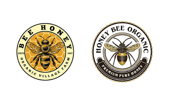 design hand drawn vintage bee logo