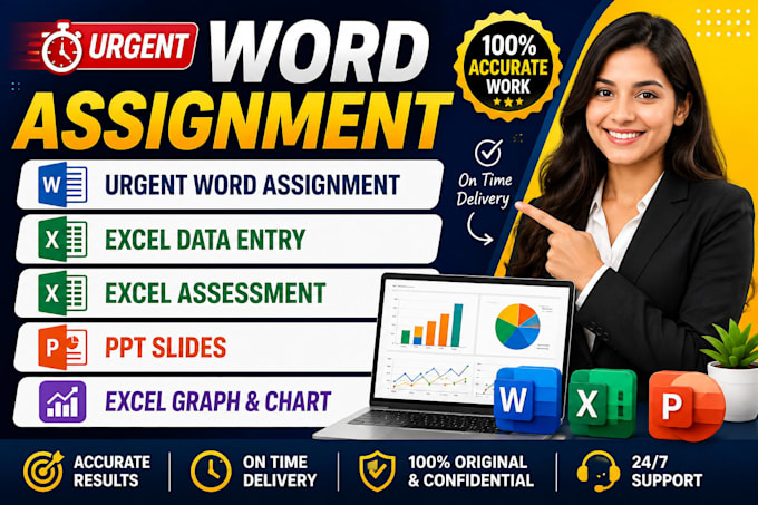 do urgent word assignment, formatting,excel data entry,assessment, and ppt slide