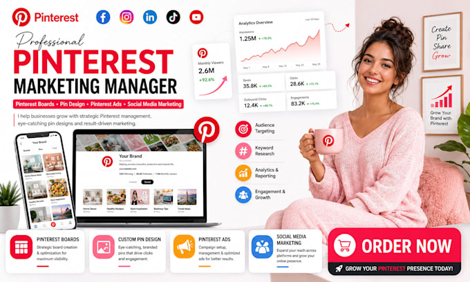 create pinterest boards ads management pin design social media marketing manager