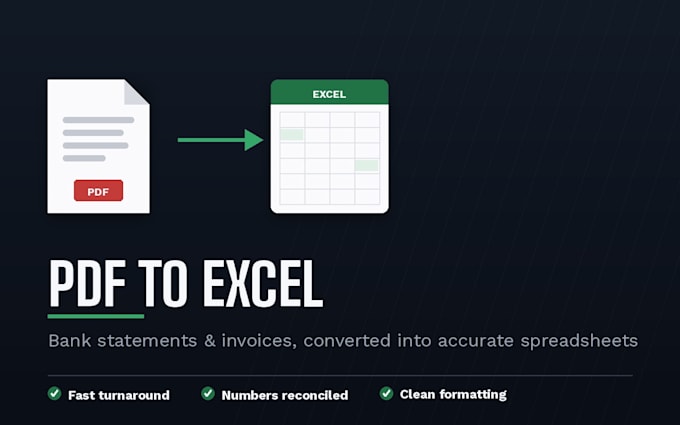 convert PDF bank statements and invoices to excel