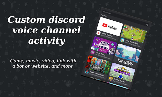 build custom discord voice channel activity or game
