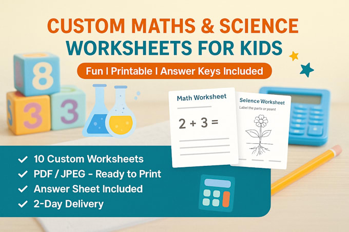 create custom maths and science worksheets for kids