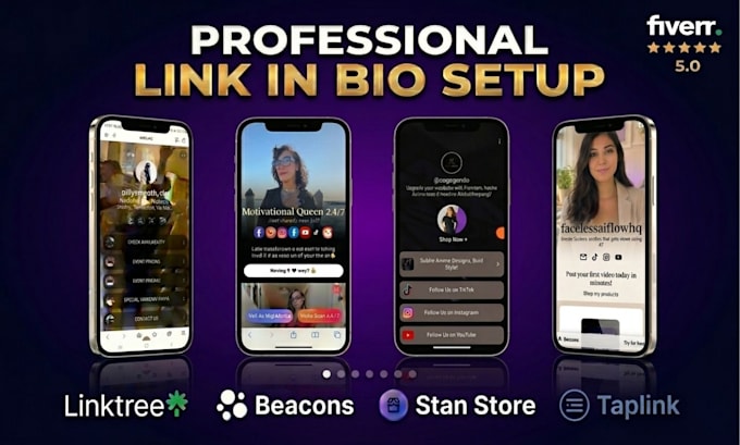 set up a high converting linktree or beacons bio link for instagram tik tok