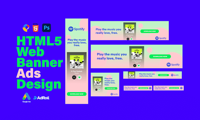 design HTML5 web banner ad for google adwords, adroll