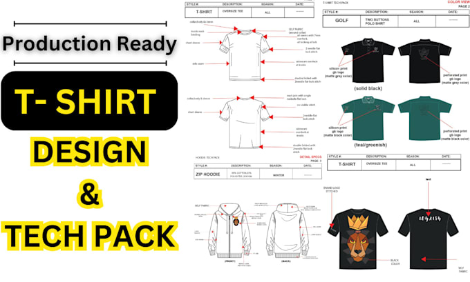 design clothing tech pack and flat sketch for manufacturer