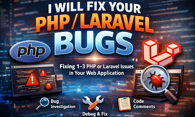 fix PHP and laravel bugs, errors and web application issues
