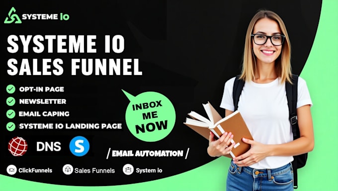 create systeme io sales funnel, landing page, website and automation setup