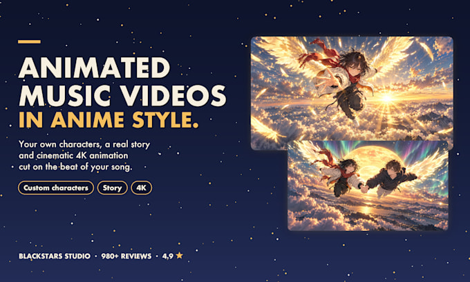 create an anime style animated music video for your song