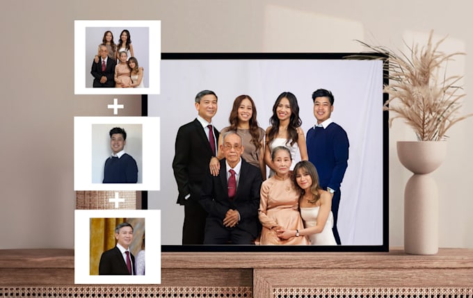 merge photos, remove or add person, object naturally in photoshop
