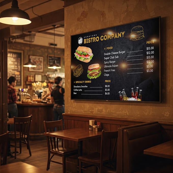 create world class digital signs, menus, marketing videos