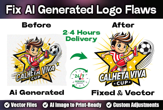 fix ai generated logo flaws and convert to vector quickly