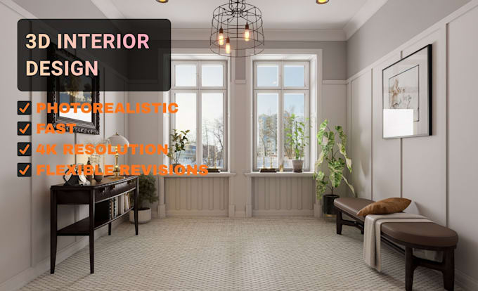 3d interior design with 4k photorealistic quality
