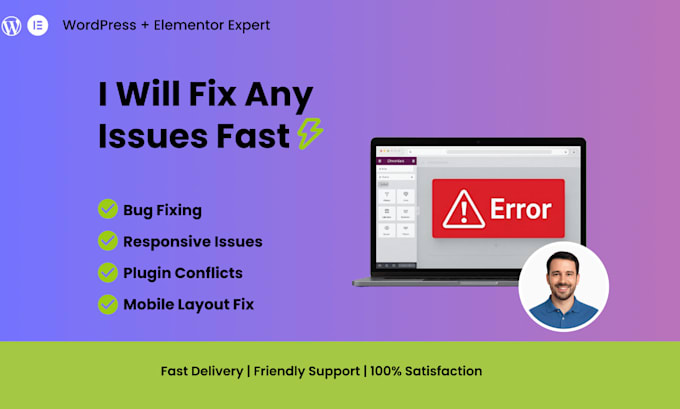 fix wordpress and elementor errors, bugs, and issues fast