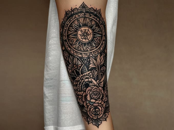 create a tattoo design for leg sleeve