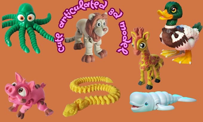 sculpt cute 3d articulated model 3d bjd 3d doll flexi animal toy for 3d printing