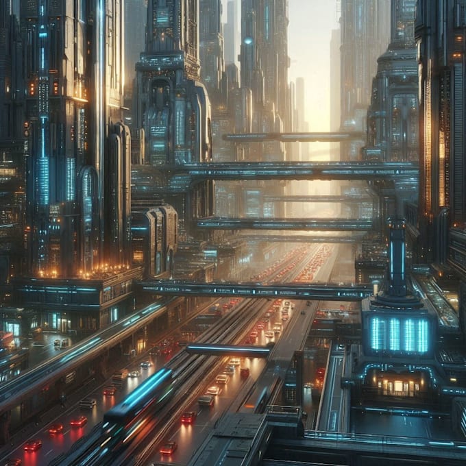 Draw illustration of futuristic cyberpunk city by Unellman | Fiverr