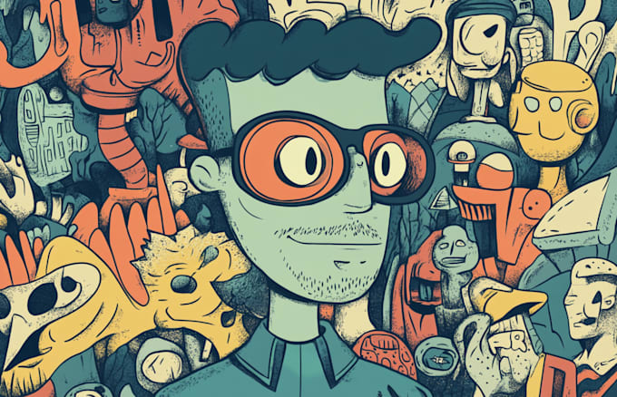 create doodle illustration, cartoon and nft art
