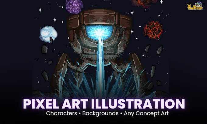 make pixel art scene background or character for 2d game art
